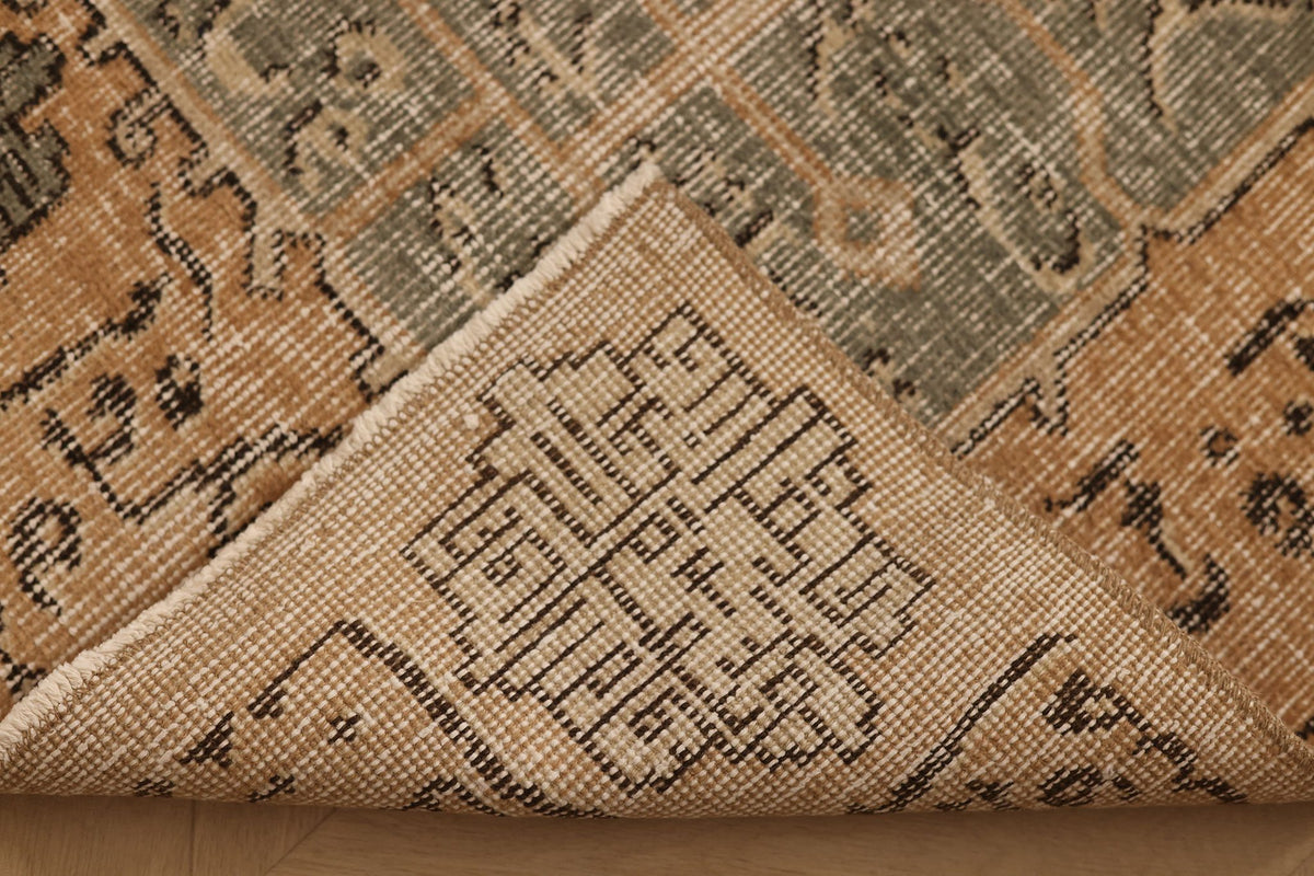 Vintage Isparta Turkish Runner Rug 2x6 ft — Beige & Brown Floral