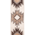 Handmade 2.9 x 10.8 ft wool and cotton runner rug featuring white and brown geometric patterns in a farmhouse style.