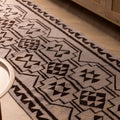 Handmade gray and brown geometric Persian-style wool and cotton kilim runner rug.