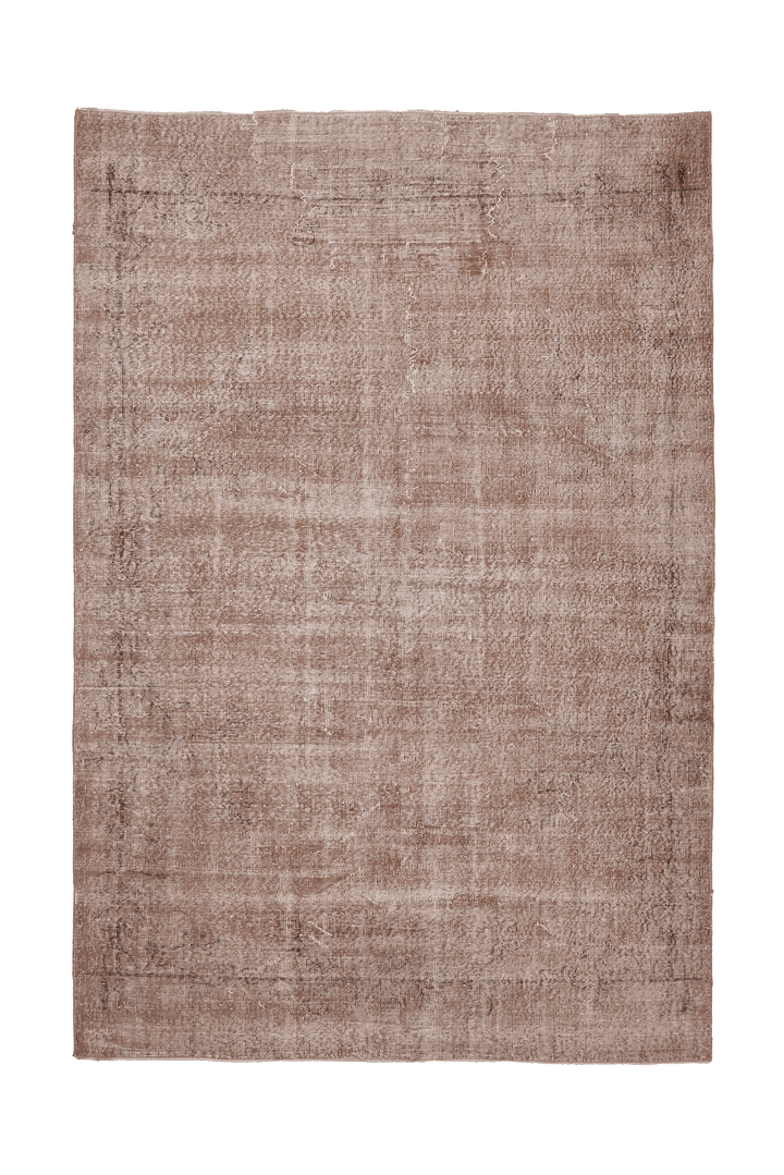 Vintage Isparta Turkish Area Rug 6x10 ft — Brown & Beige Distressed