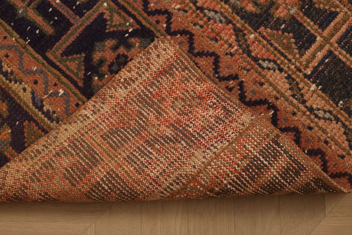 Vintage Malatya Turkish Runner Rug 2x8 ft — Brown & Red Patchwork