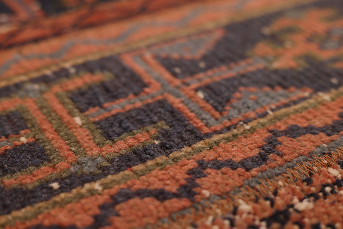 Vintage Malatya Turkish Runner Rug 2x7 ft — Orange & Brown Patchwork