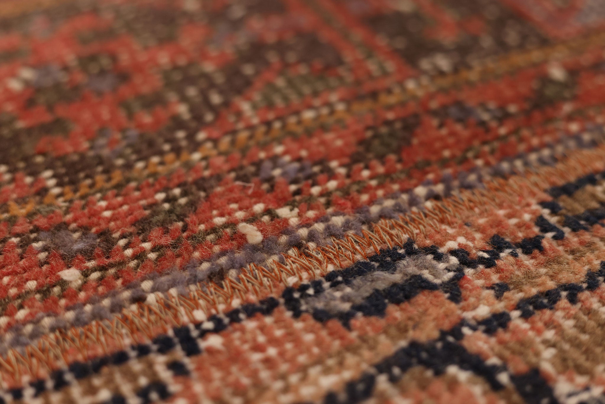 Vintage Konya Turkish Runner Rug 2x5 ft — Red & Brown Patchwork