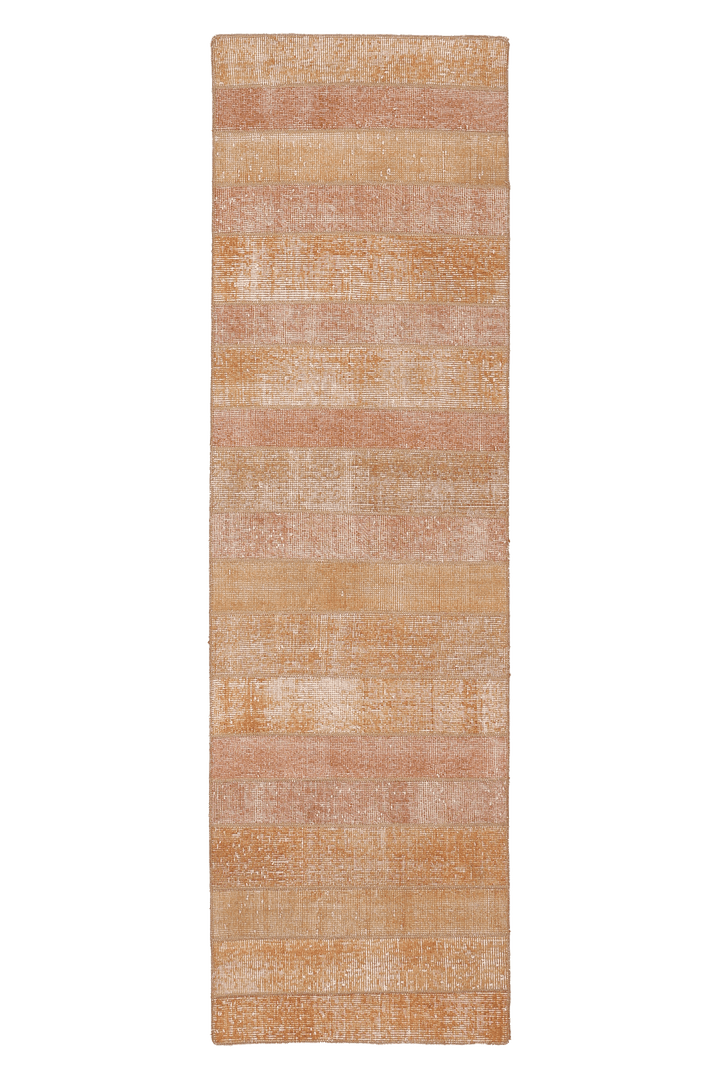 Vintage Isparta Turkish Runner Rug 2x7 ft — Orange & Beige Patchwork