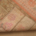 Vintage Malatya Turkish Runner Rug 2x6 ft — Beige & Pink Patchwork