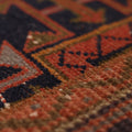 Vintage Konya Turkish Runner Rug 2x6 ft — Red & Brown Geometric