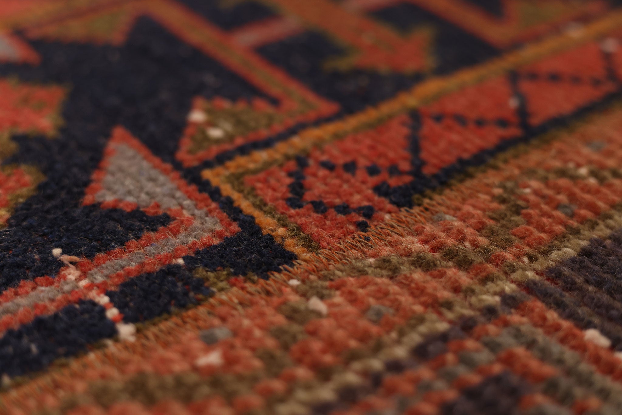 Vintage Konya Turkish Runner Rug 2x6 ft — Red & Brown Geometric