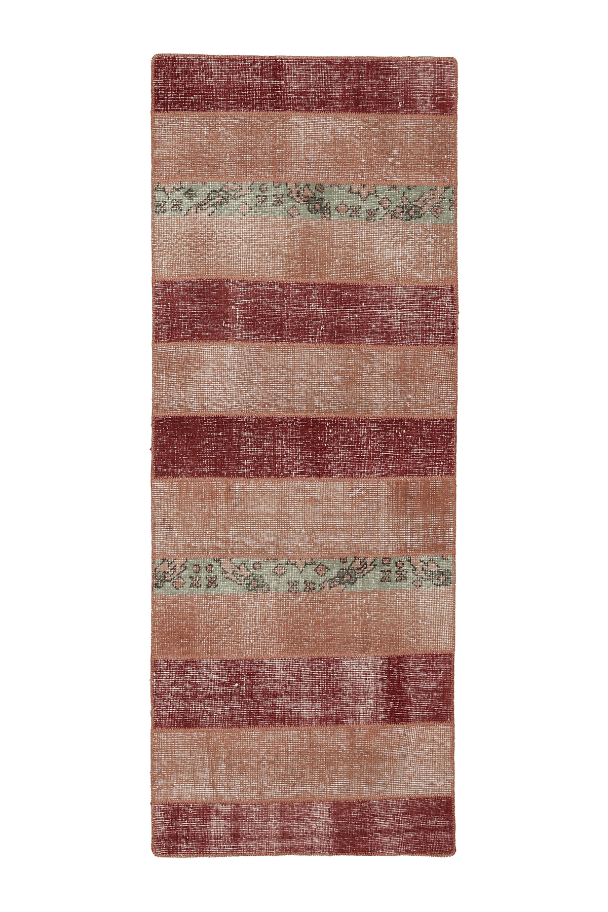Vintage Malatya Turkish Runner Rug 2x5 ft — Red & Brown Patchwork