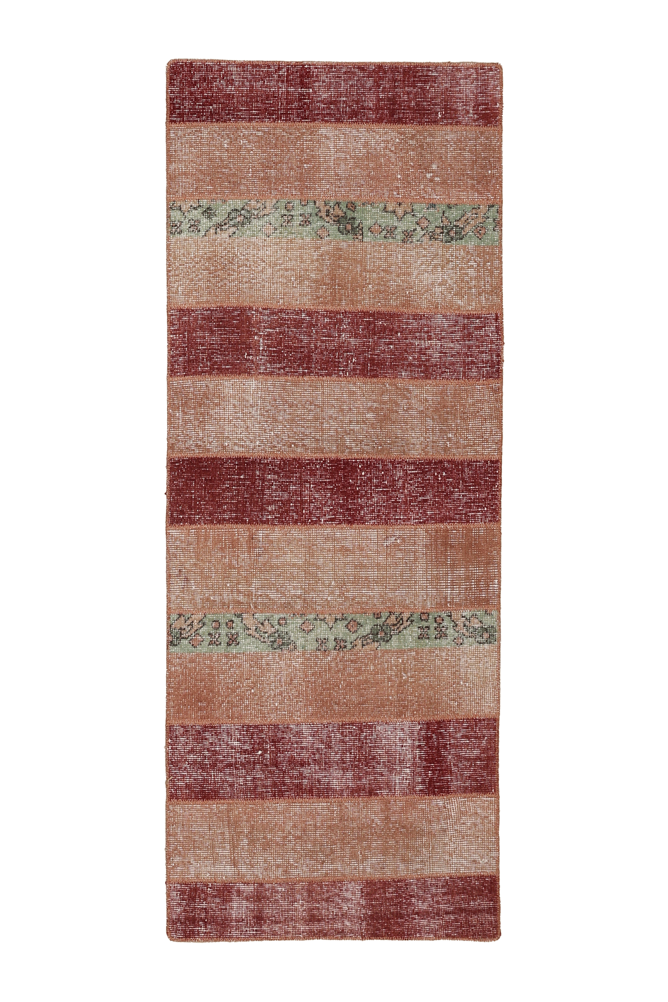 Vintage Malatya Turkish Runner Rug 2x5 ft — Red & Brown Patchwork