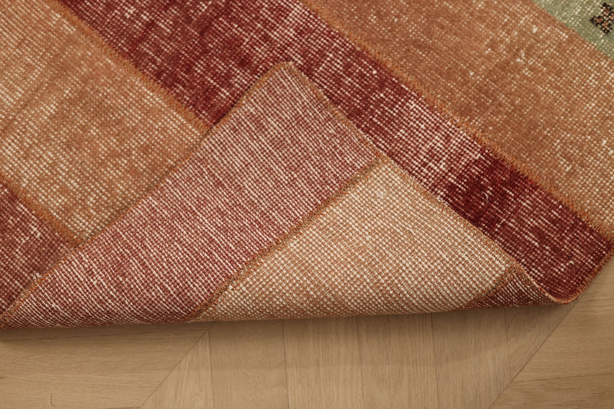 Vintage Malatya Turkish Runner Rug 2x5 ft — Red & Brown Patchwork