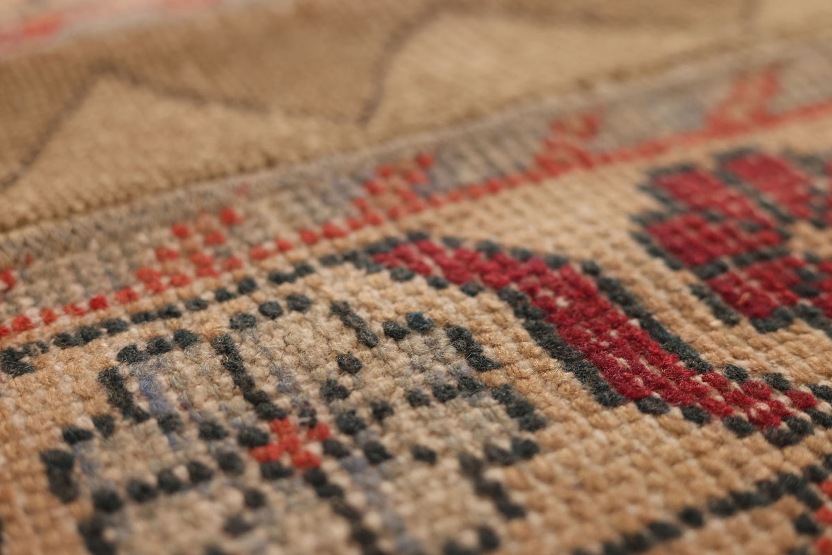 Vintage Malatya Turkish Runner Rug 2x5 ft — Beige & Brown Floral