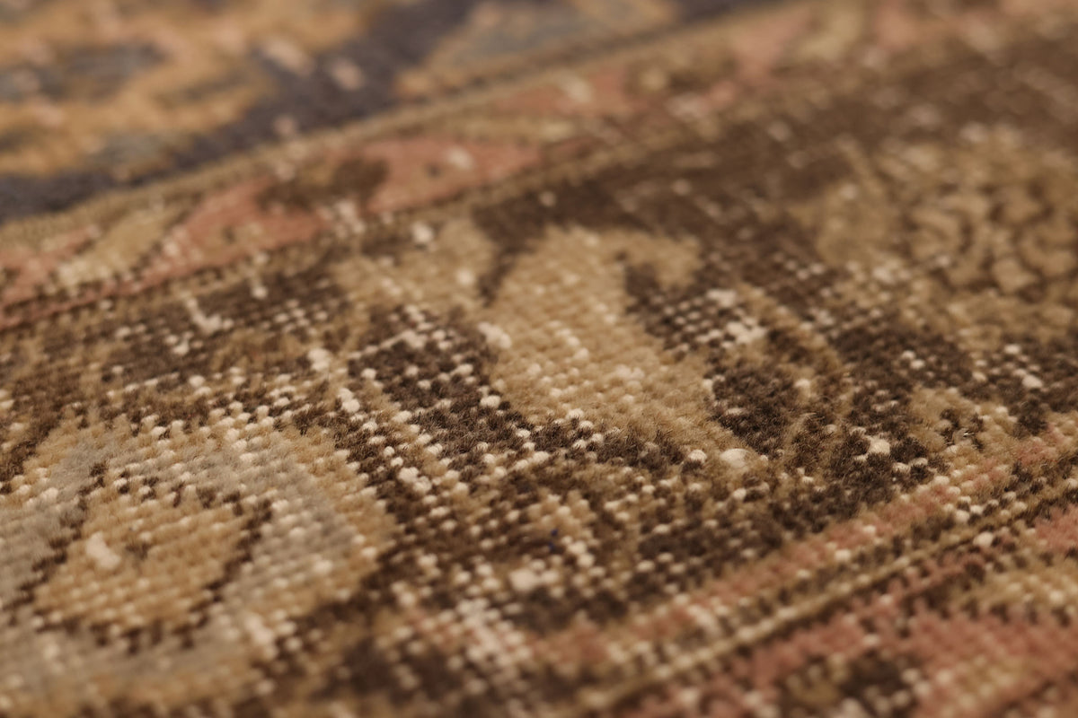 Vintage Malatya Turkish Runner Rug 2x6 ft — Brown & Beige Patchwork