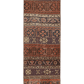 Vintage Malatya Turkish Runner Rug 2x7 ft — Brown & Red Patchwork (No. 52591)