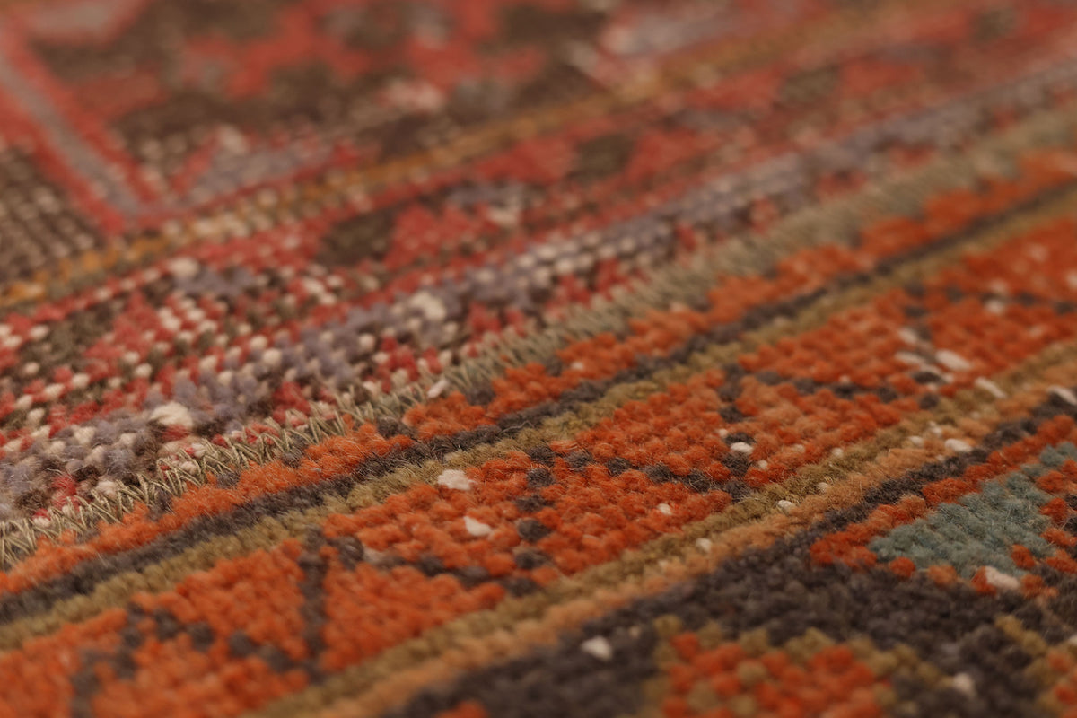 Vintage Konya Turkish Runner Rug 2x5 ft — Orange & Brown Patchwork