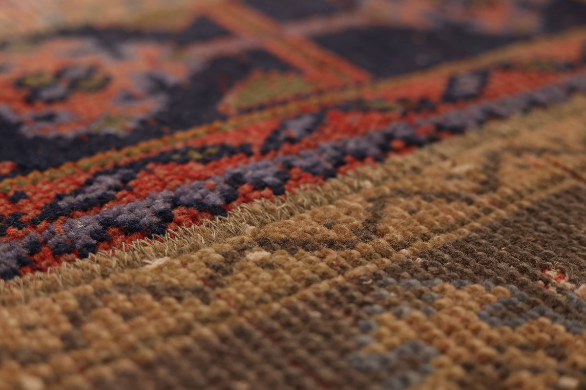 Vintage Konya Turkish Runner Rug 2x6 ft — Brown & Orange Patchwork