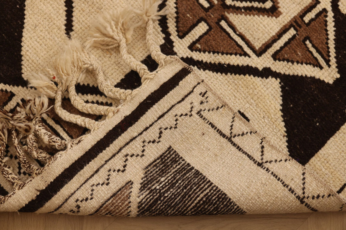 Vintage Southeastern Persian Style Runner Rug 3x13 ft — Beige & Brown Geometric
