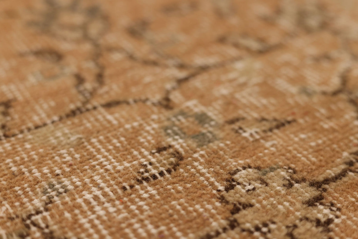 Vintage Isparta Turkish Runner Rug 2x11 ft — Beige & Brown Floral