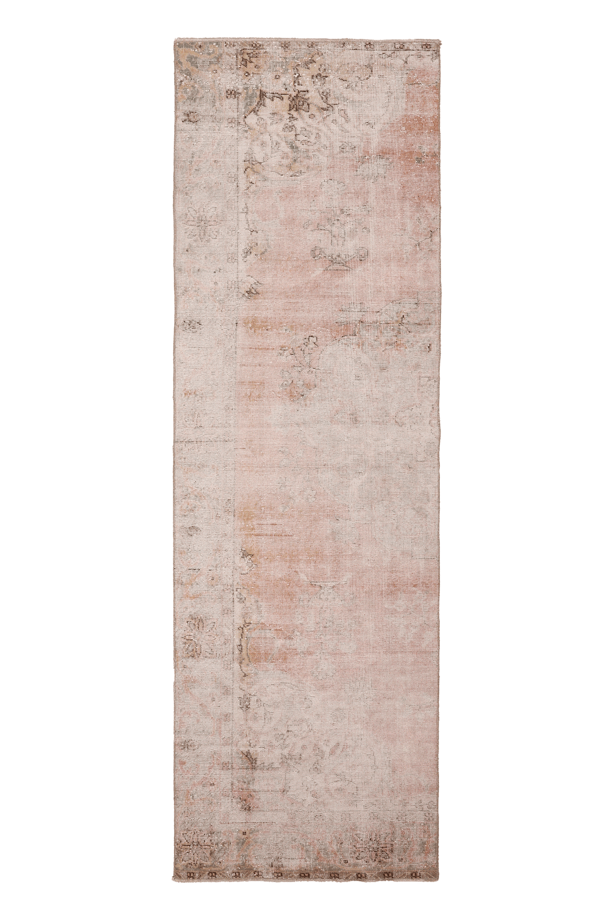 Vintage Isparta Turkish Runner Rug 3x10 ft — Pink & Beige Floral