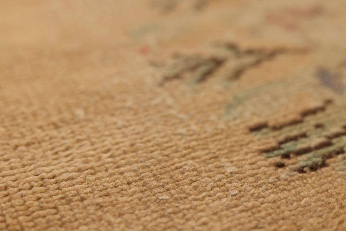 Vintage Isparta Turkish Runner Rug 3x10 ft — Beige & Brown Floral