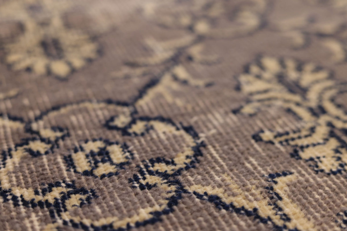 Vintage Isparta Turkish Runner Rug 2x8 ft — Gray & Beige Floral