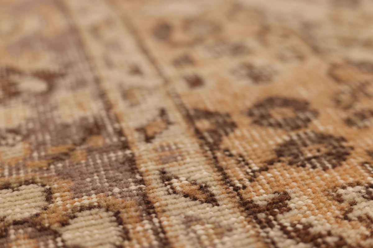 Vintage Isparta Turkish Runner Rug 2x10 ft — Beige & Brown Floral