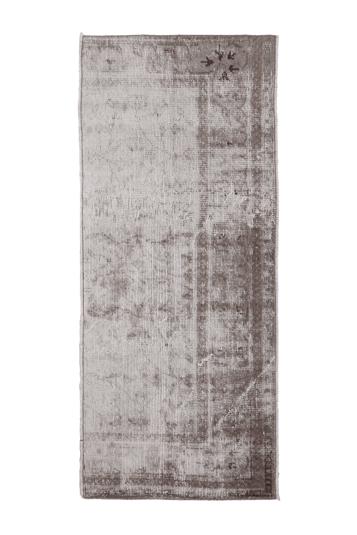 Vintage Manisa Turkish Runner Rug 3x6 ft — Gray & Beige Floral