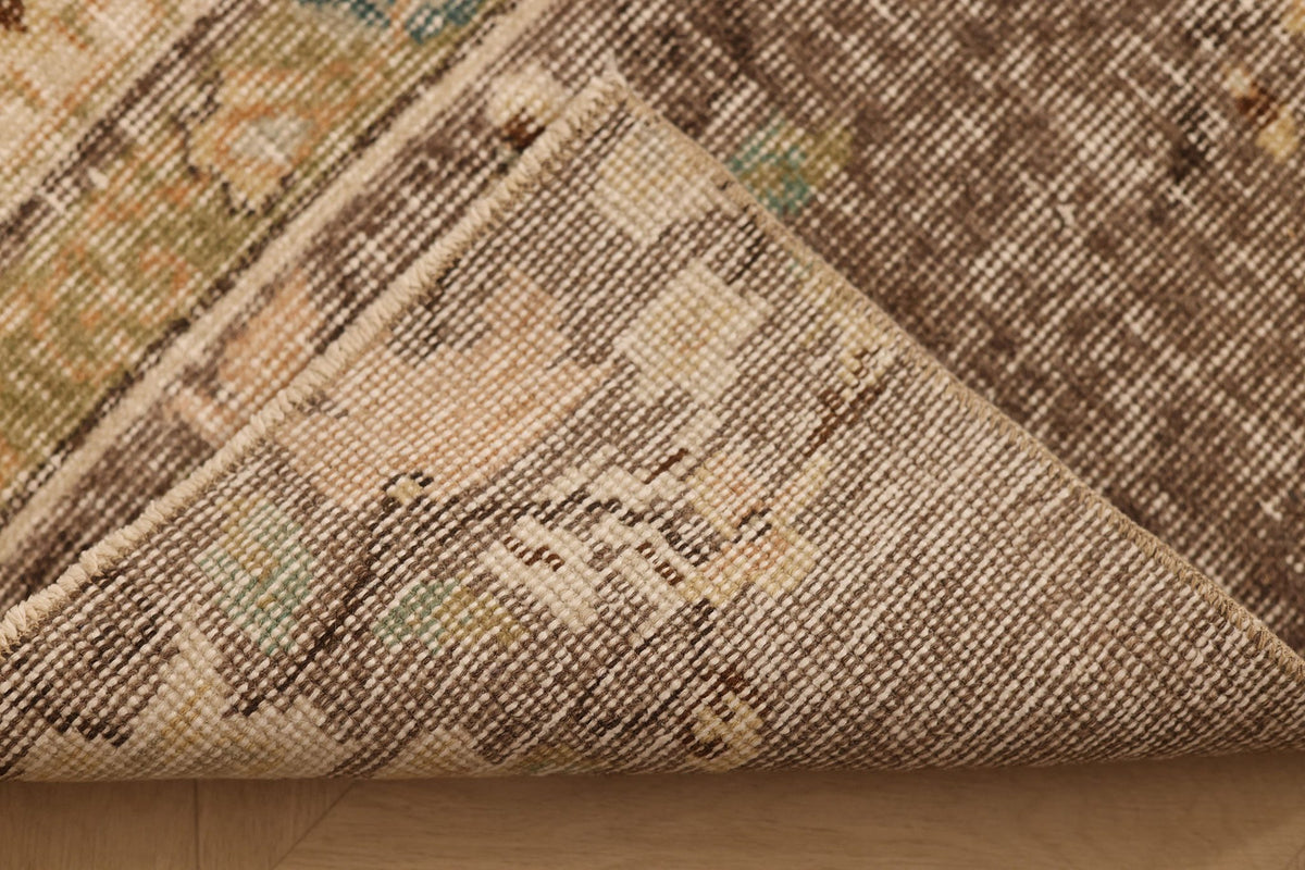 Vintage Isparta Turkish Runner Rug 2x7 ft — Brown & Beige Floral