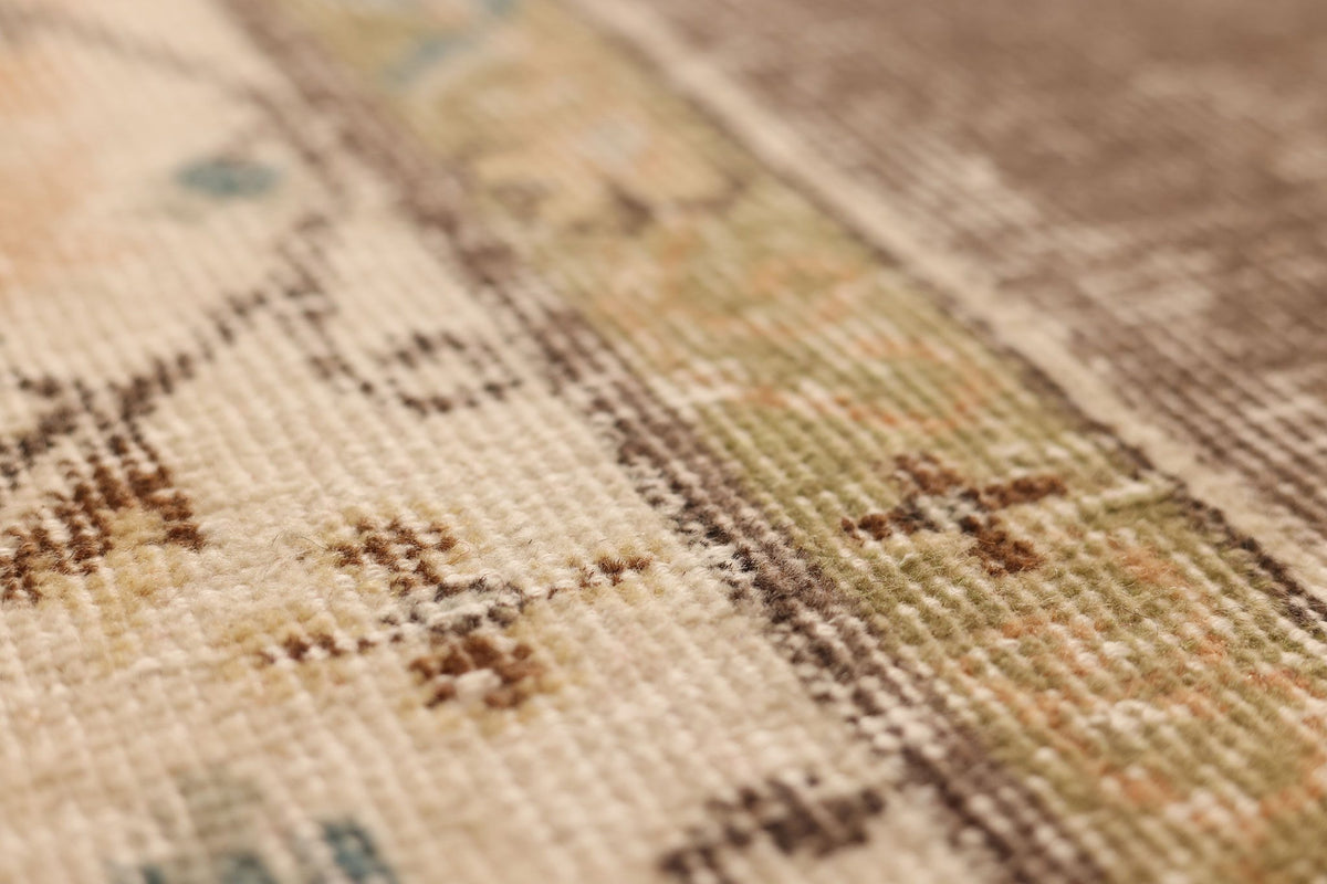 Vintage Isparta Turkish Runner Rug 2x7 ft — Brown & Beige Floral