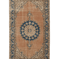 Vintage Isparta Turkish Area Rug 4x7 ft — Orange & Blue Floral