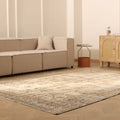 Vintage Isparta Turkish Area Rug 7x10 ft — Beige & Brown Floral