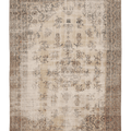 Vintage Isparta Turkish Area Rug 7x10 ft — Beige & Brown Floral