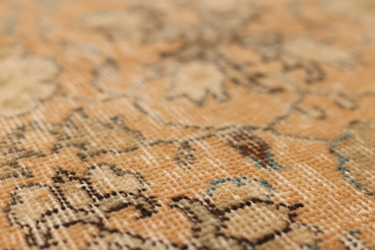 Vintage Isparta Turkish Runner Rug 3x10 ft — Orange & Beige Floral