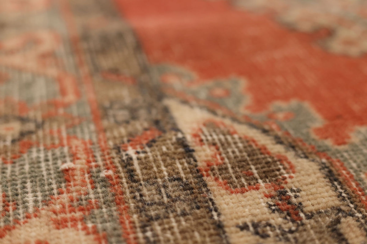 Vintage Isparta Turkish Runner Rug 3x6 ft — Red & Beige Floral