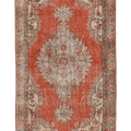 Vintage Isparta Turkish Runner Rug 3x6 ft — Red & Beige Floral