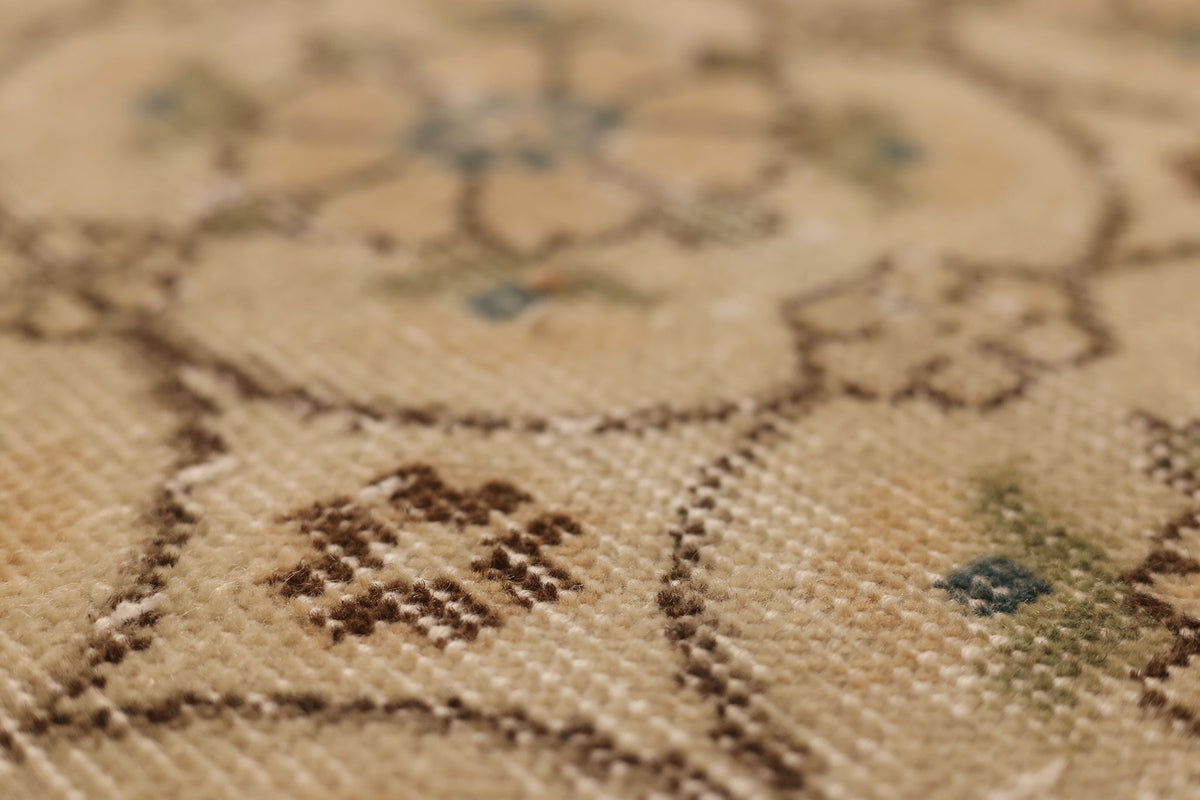 Vintage Isparta Turkish Runner Rug 2x11 ft — Beige & Brown Floral