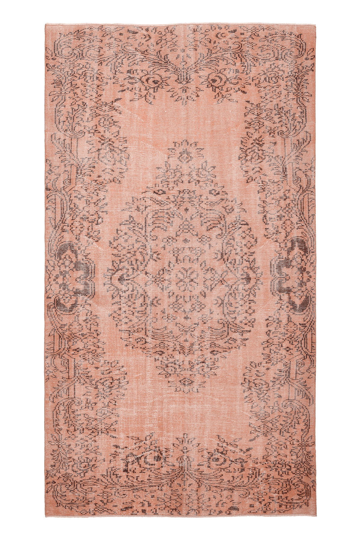 Vintage Isparta Turkish Area Rug 5x10 ft — Orange & Brown Floral