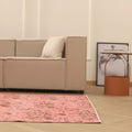 Vintage Isparta Turkish Area Rug 5x7 ft — Pink & Brown Floral