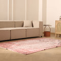 Vintage Isparta Turkish Area Rug 5x8 ft — Pink & Beige Floral
