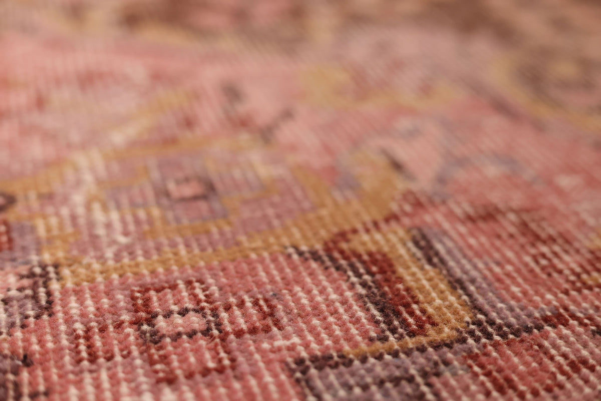 Vintage Isparta Turkish Area Rug 6x9 ft — Pink & Brown Floral