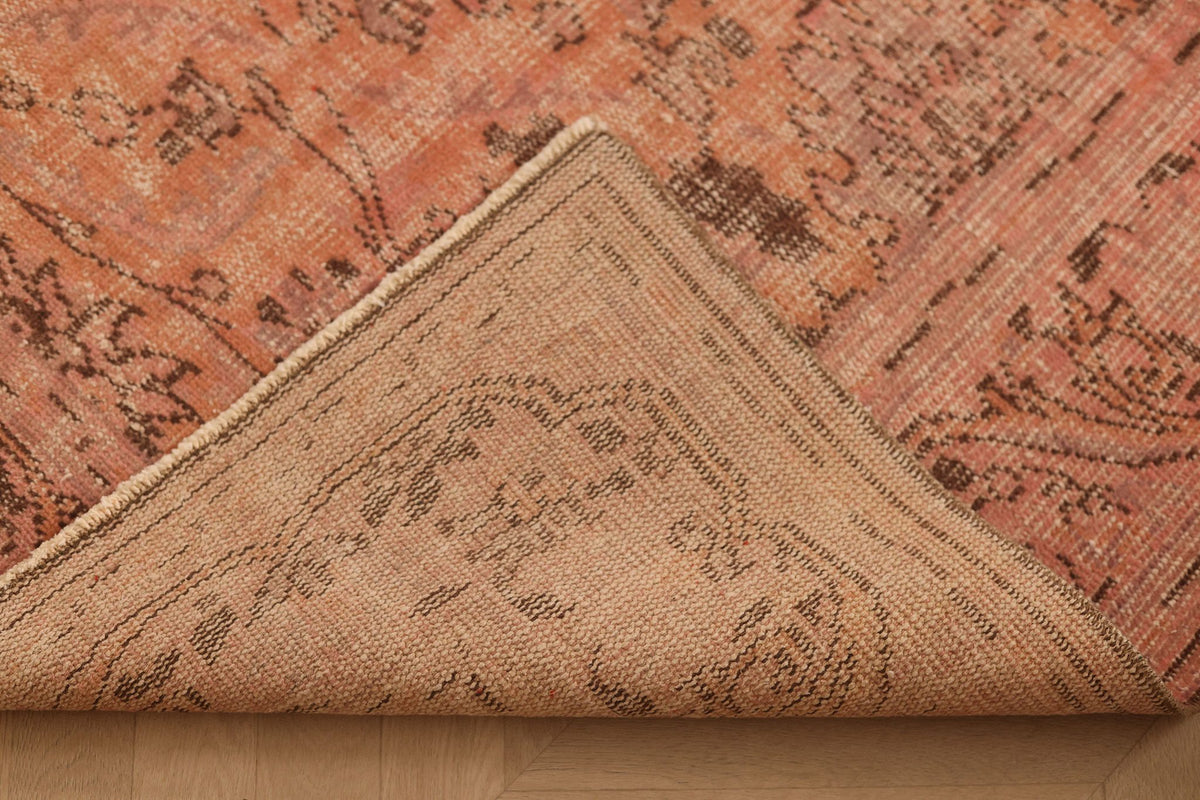 Vintage Manisa Turkish Area Rug 7x10 ft — Orange & Brown Floral