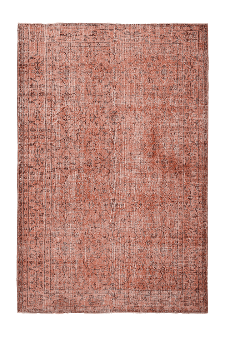 Vintage Isparta Turkish Area Rug 6x9 ft — Red & Brown Floral