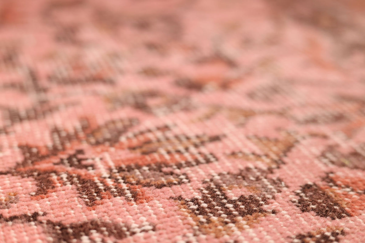 Vintage Isparta Turkish Area Rug 7x10 ft — Pink & Brown Floral