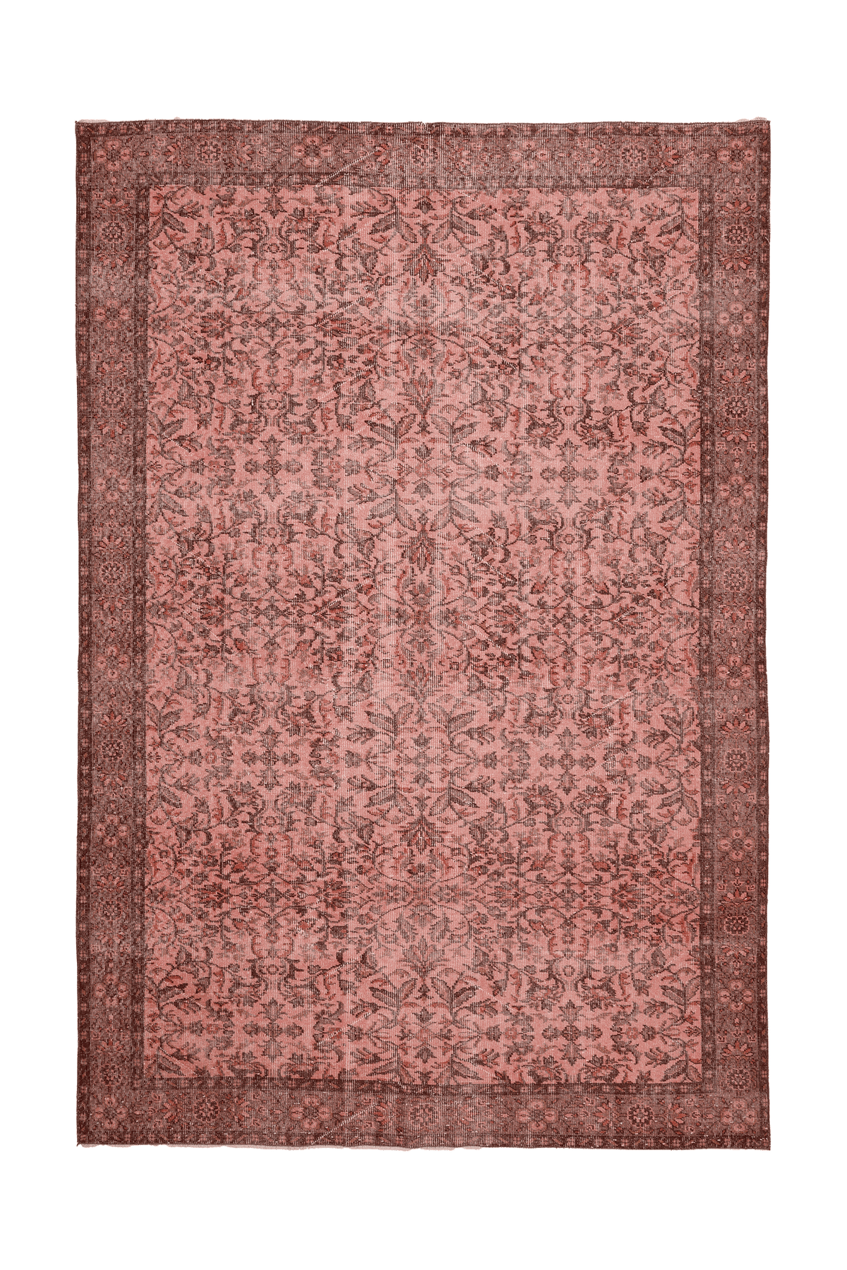 Vintage Isparta Turkish Area Rug 7x10 ft — Pink & Brown Floral