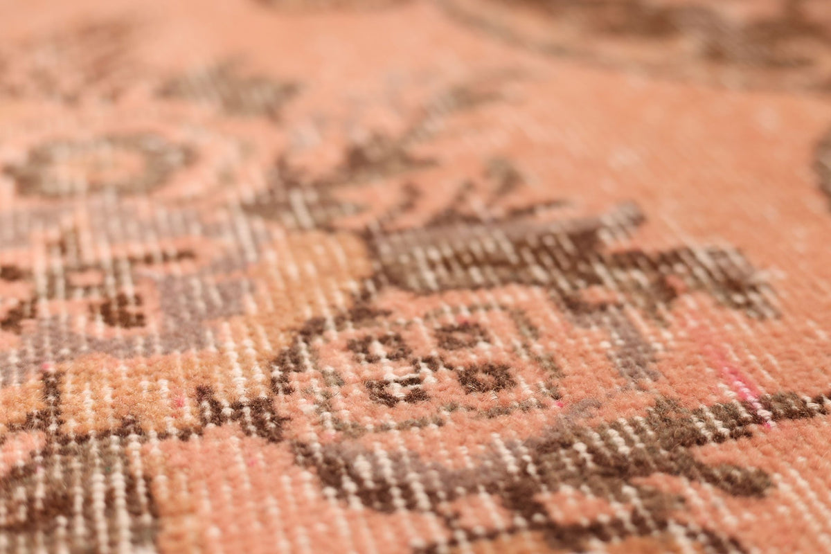 Vintage Isparta Turkish Area Rug 6x10 ft — Orange & Brown Floral