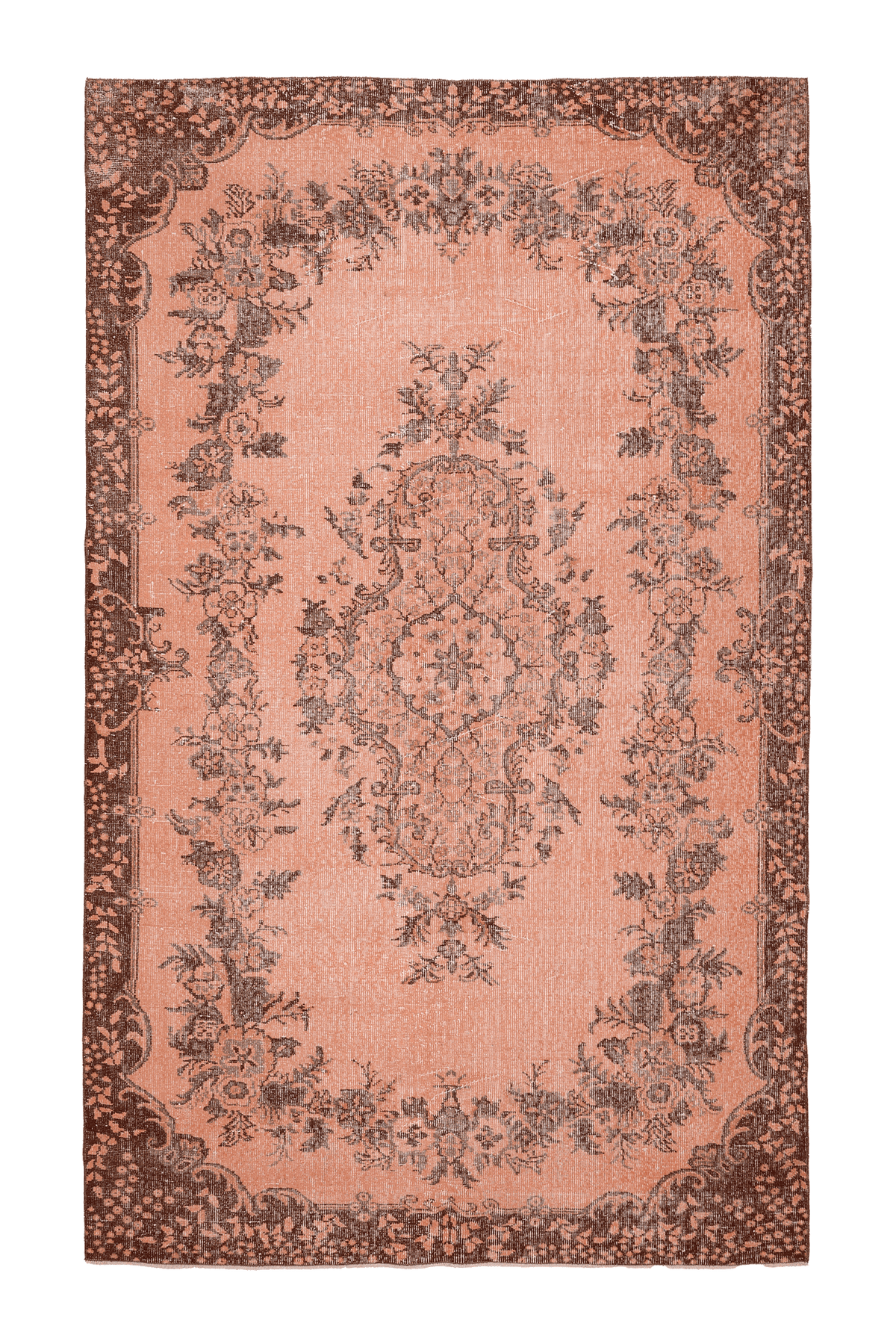 Vintage Isparta Turkish Area Rug 6x10 ft — Orange & Brown Floral