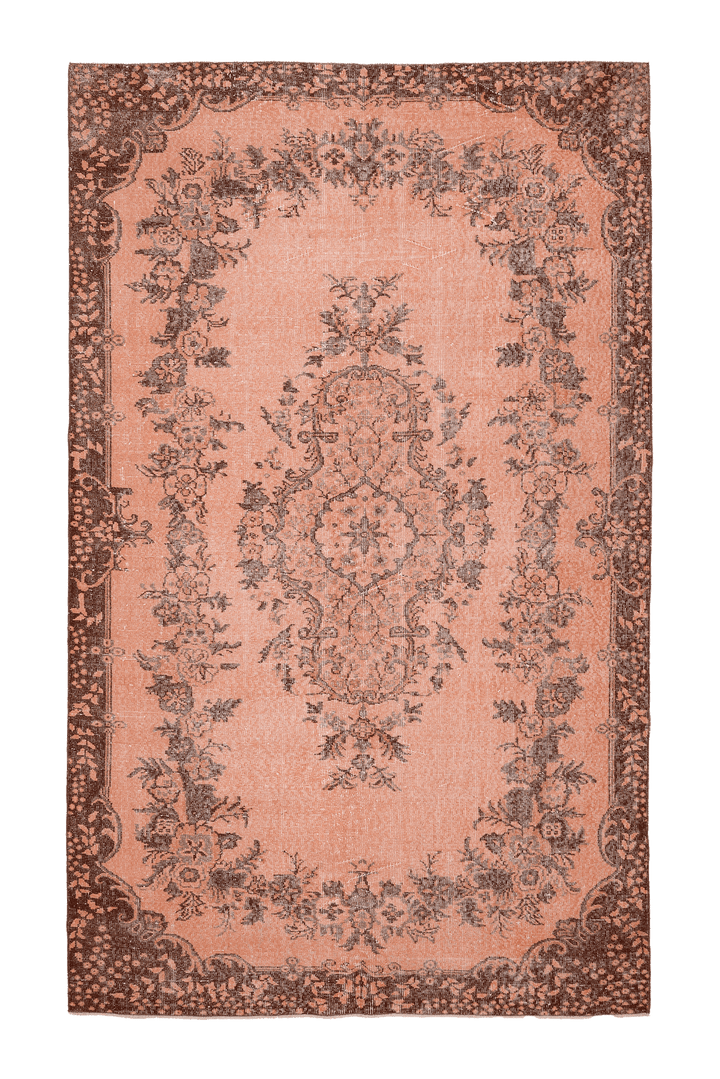 Vintage Isparta Turkish Area Rug 6x10 ft — Orange & Brown Floral