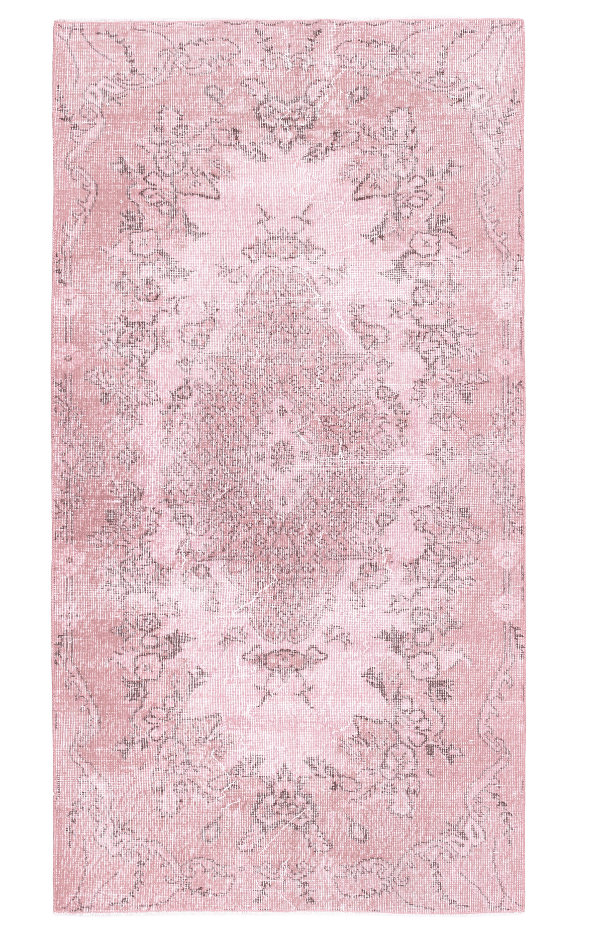Vintage Isparta Turkish Area Rug 3x7 ft — Pink Overdyed