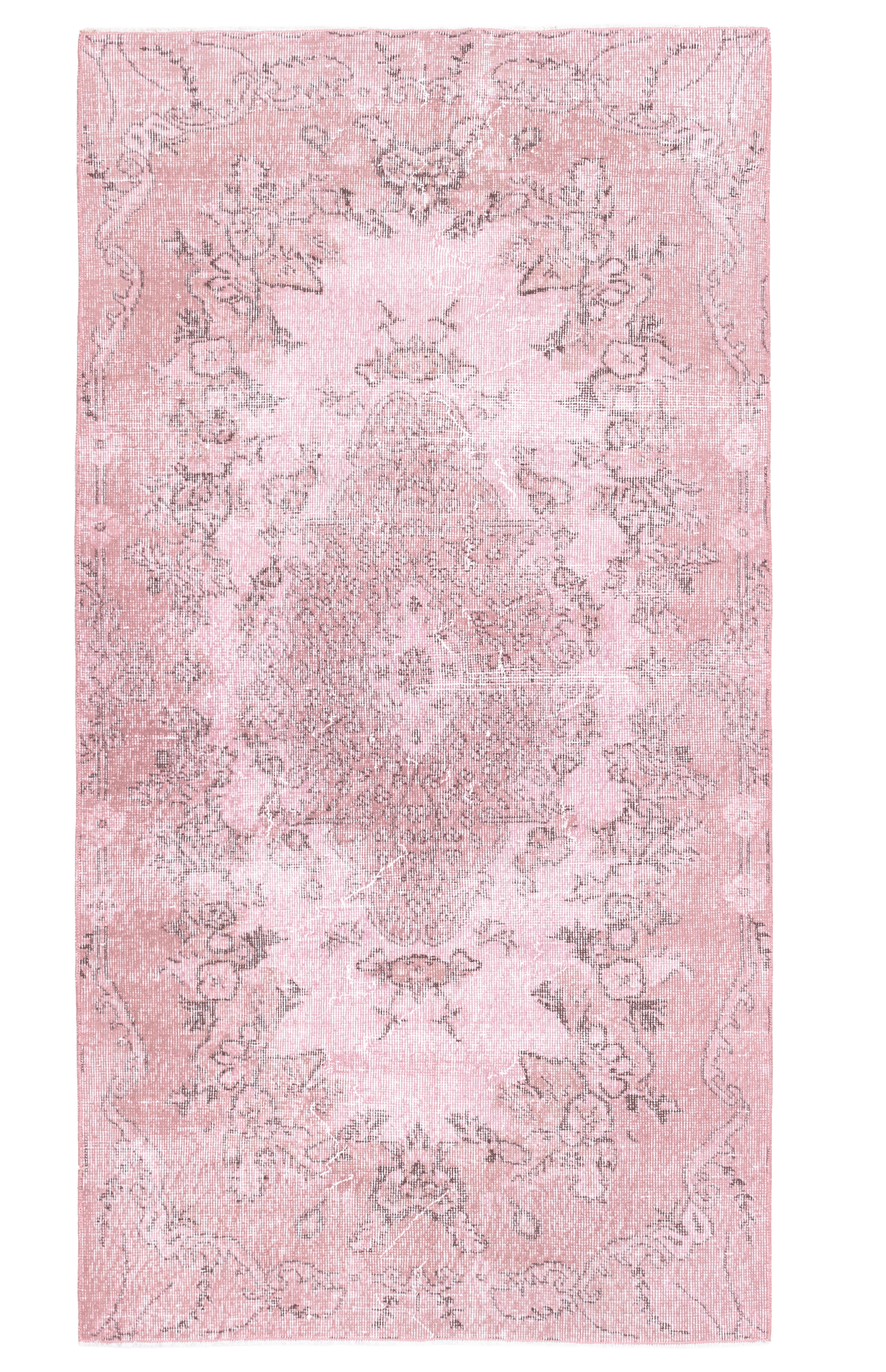 Vintage Isparta Turkish Area Rug 3x7 ft — Pink Overdyed