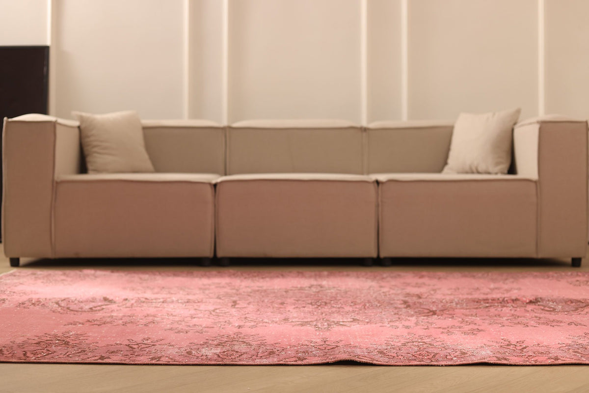 Vintage Isparta Turkish Area Rug 6x9 ft — Pink Overdyed