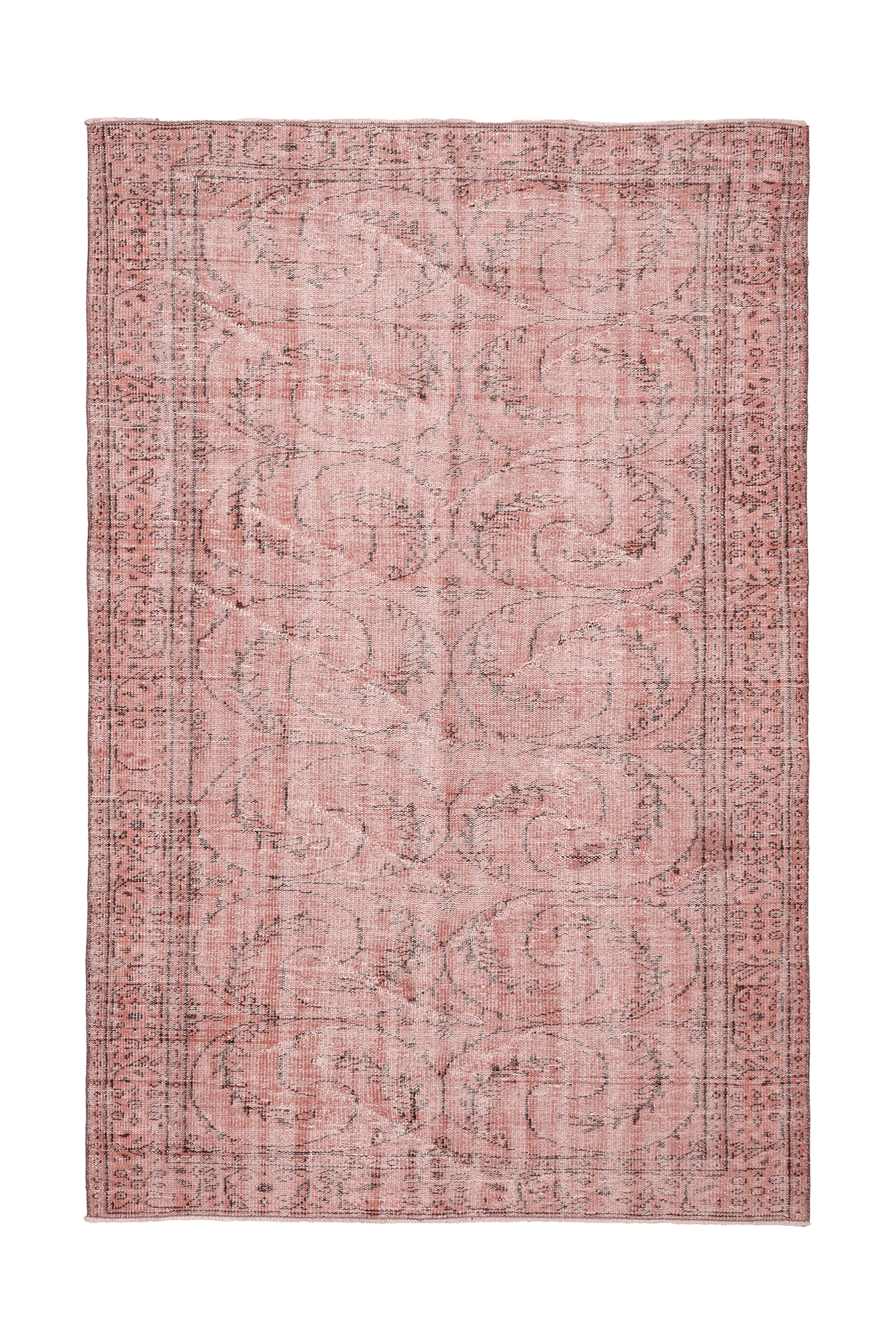 Vintage Isparta Turkish Area Rug 5x8 ft — Pink & Red Floral